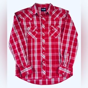 Women’s Wrangler Retro Pearl Snap Plaid Shirt Sz XL